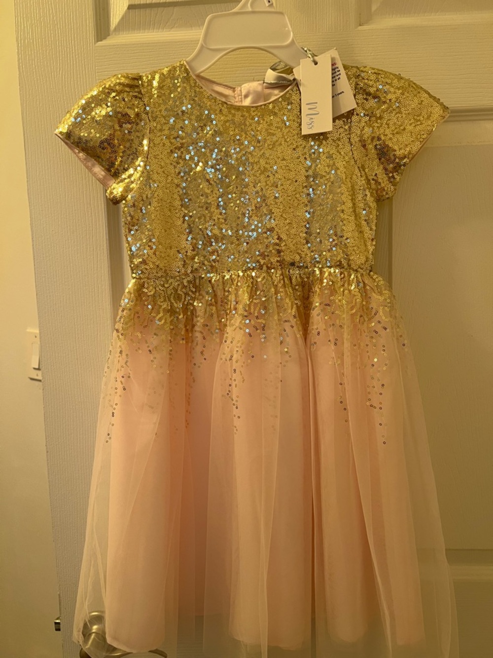 Gold Sequin Accent light pink Dress